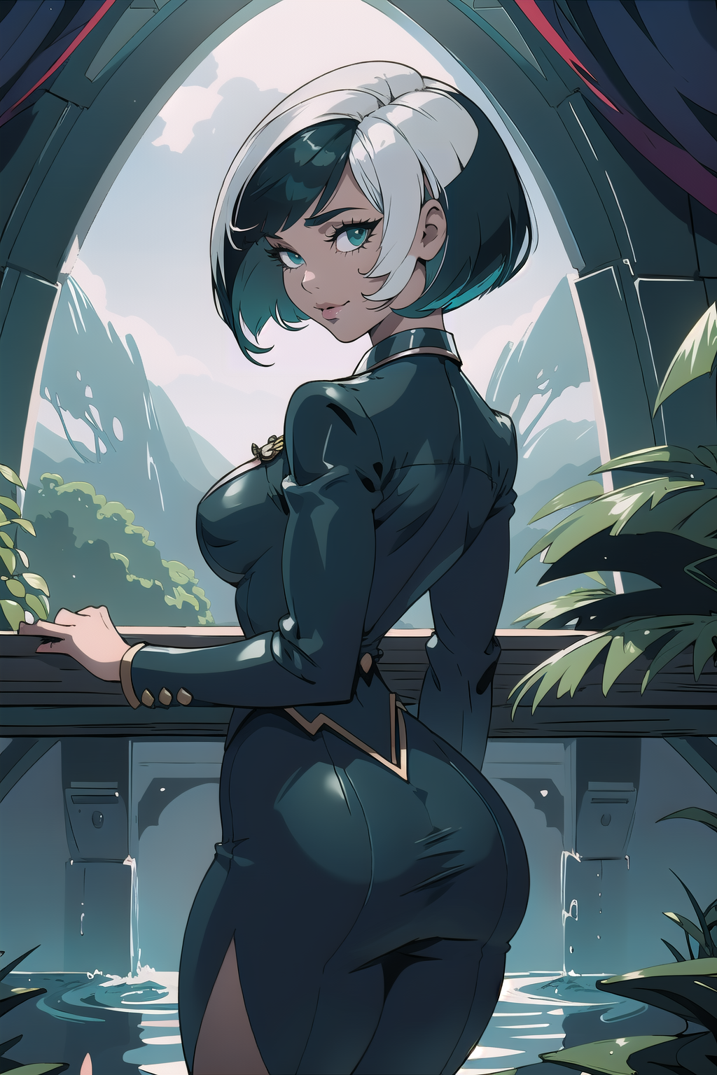 00140-1018556641-from behind, (masterpiece, best_quality, ultra-detailed, immaculate_1.3), epic, illustration, alt sweet girl, 1girl, cute, full.png